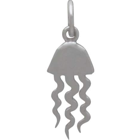 Sterling Silver Flat Jellyfish Charm - Poppies Beads n' More