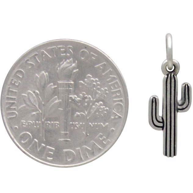 Sterling Silver Tiny Cactus Charm - Poppies Beads n' More