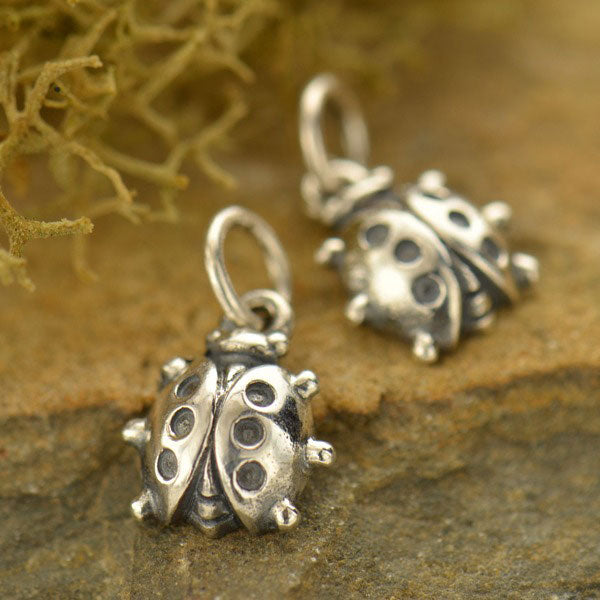 Sterling Silver Ladybug Charm - Bug Charm - Poppies Beads n' More