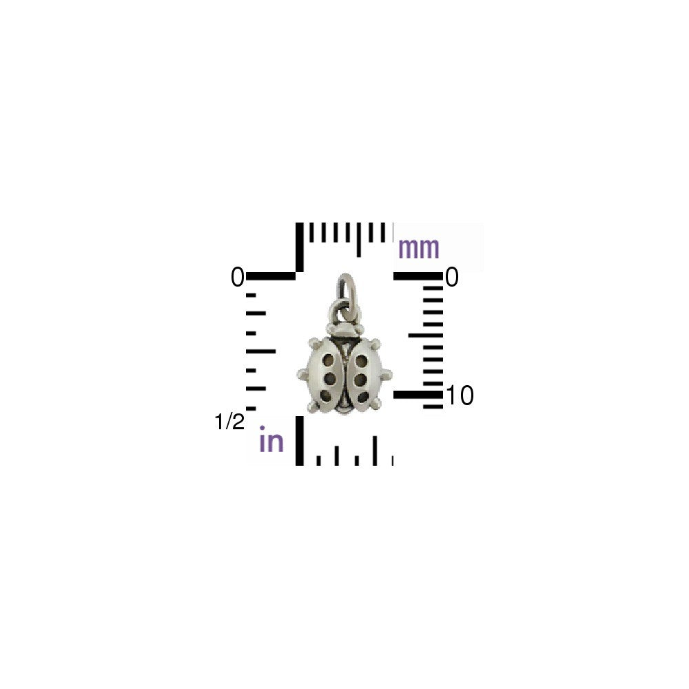 Sterling Silver Ladybug Charm - Bug Charm - Poppies Beads n' More