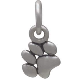 Sterling Silver Tiny Puffy Paw Charm - Poppies Beads n' More