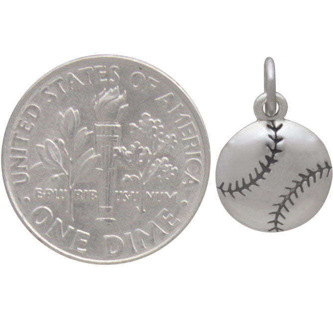 Sterling Silver Baseball Charm - Poppies Beads n' More