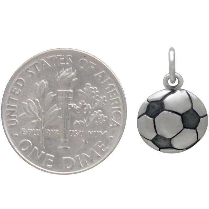 Sterling Silver Soccer Ball Charm - Poppies Beads n' More