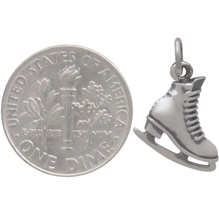 Sterling Silver Ice Skate Charm - Poppies Beads n' More