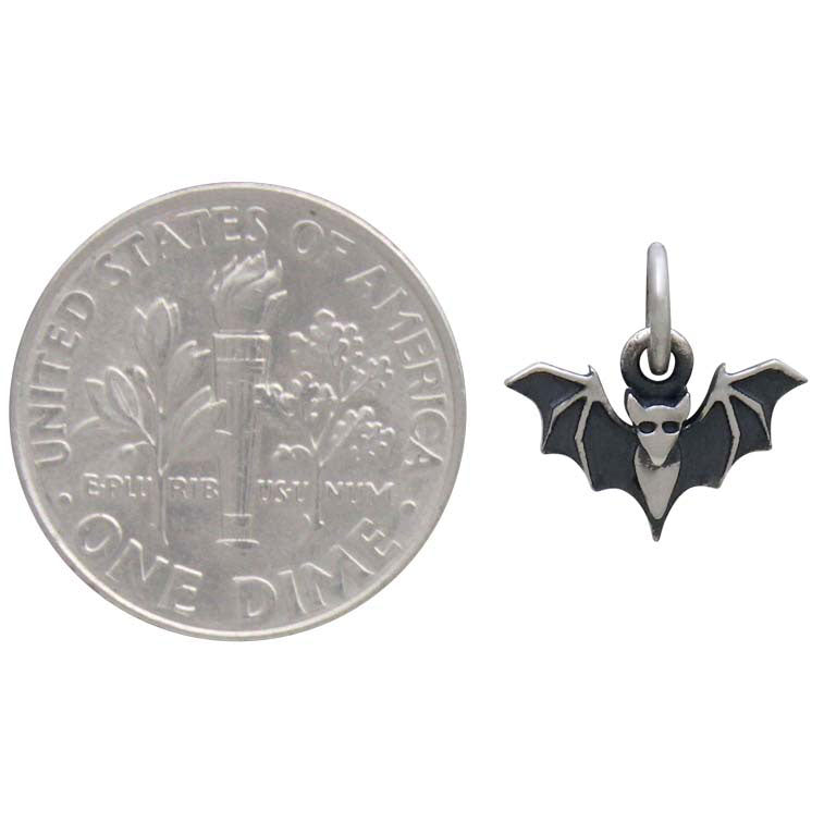 Sterling Silver Mini Bat Charm - Poppies Beads n' More