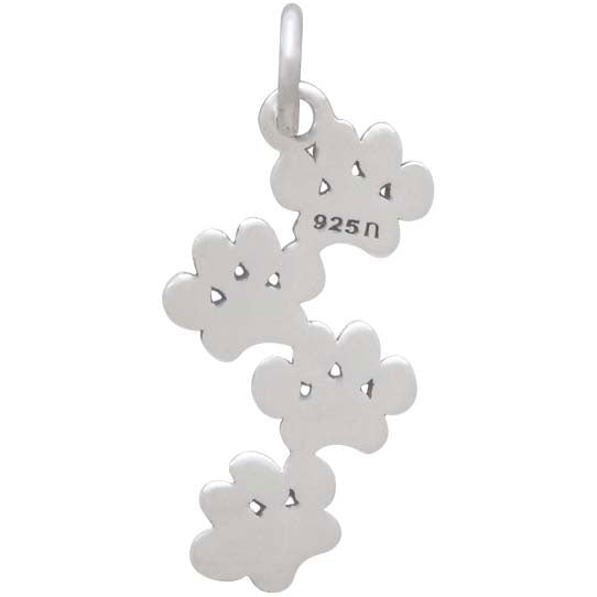 Sterling Silver Stacked Puffy Paw Charm - Poppies Beads n' More