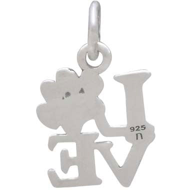 Sterling Silver Love Charm with Pawprint "O" - Poppies Beads n' More