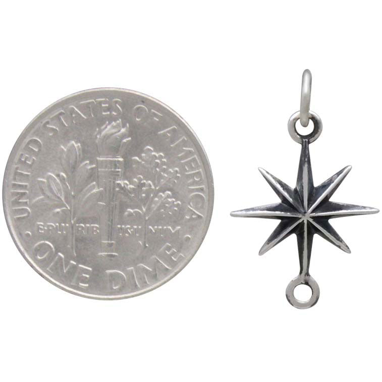 Sterling Silver Ridged 8 Point Star Burst Link - Poppies Beads n' More