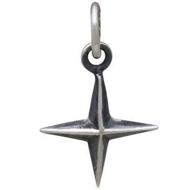 Sterling Silver Ridged 4 Point Star Charm - Poppies Beads n' More