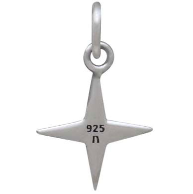 Sterling Silver Ridged 4 Point Star Charm - Poppies Beads n' More