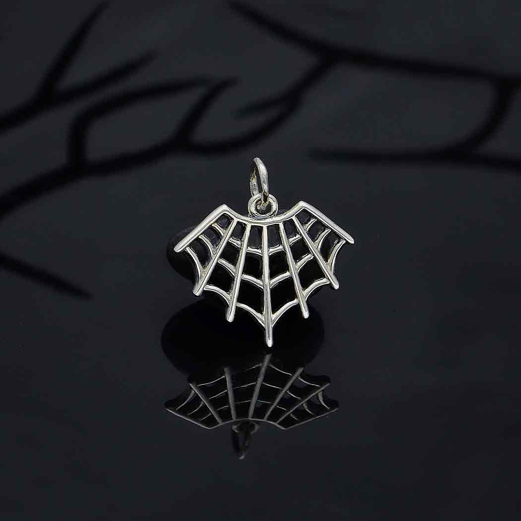 Sterling Silver Spider Web Charm - Poppies Beads n' More