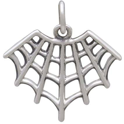 Sterling Silver Spider Web Charm - Poppies Beads n' More