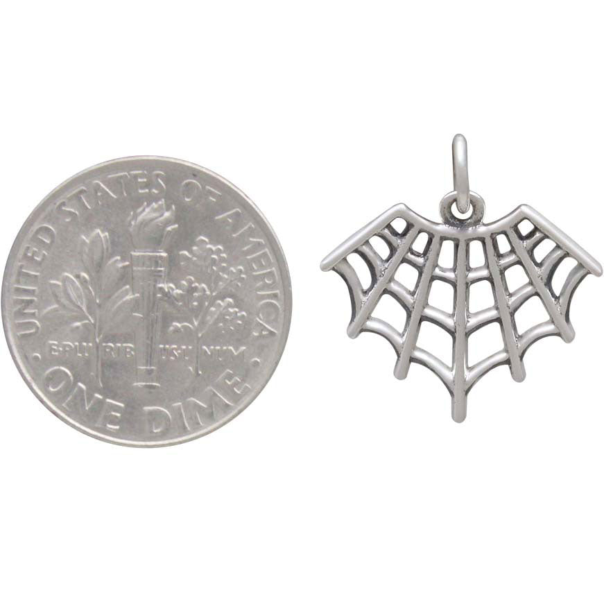 Sterling Silver Spider Web Charm - Poppies Beads n' More