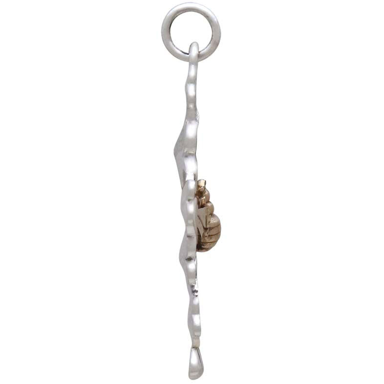 Silver Cherry Blossom Cluster Charm with Bronze Bee - Poppies Beads n' More