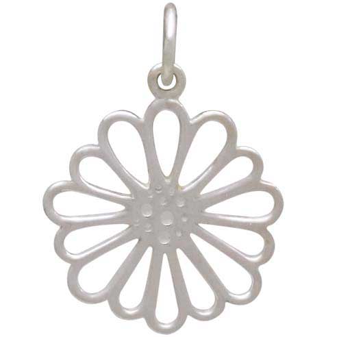 Sterling Silver Openwork Daisy Charm - Poppies Beads n' More