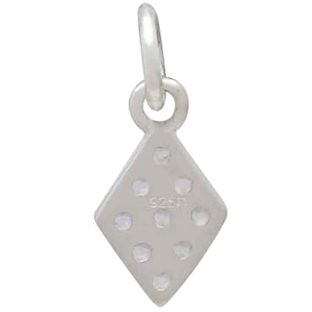 Sterling Silver Diamond Charm with Clear Nano Gems - Poppies Beads n' More