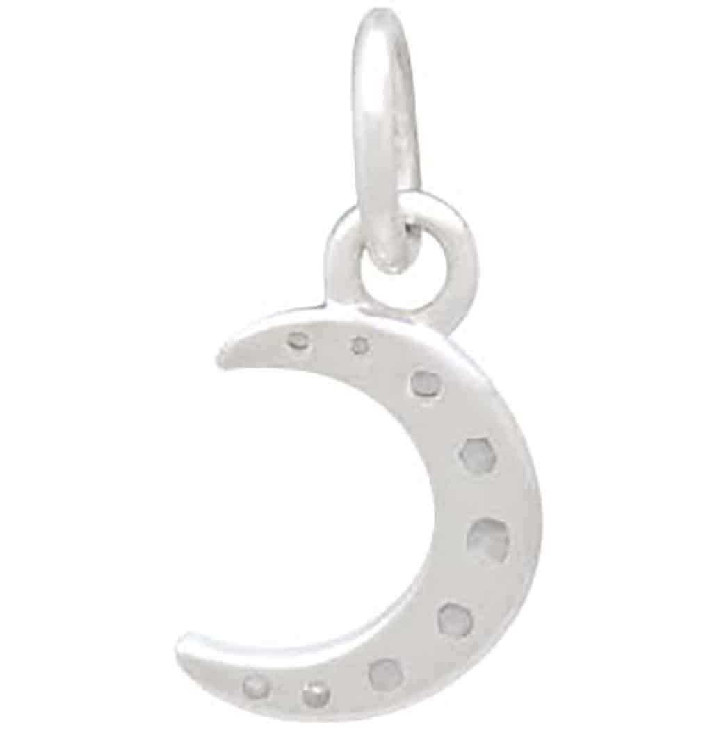 Sterling Silver Moon Charm with Clear Nano Gems - Poppies Beads n' More