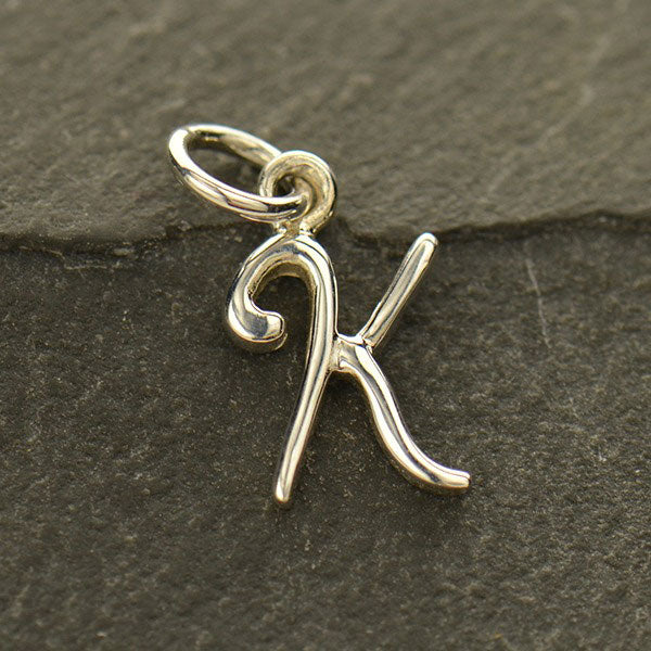 Sterling Silver Letter Charm - Poppies Beads n' More