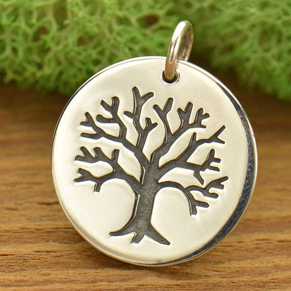 Tree of Life Etched on Round Charm - Poppies Beads n' More