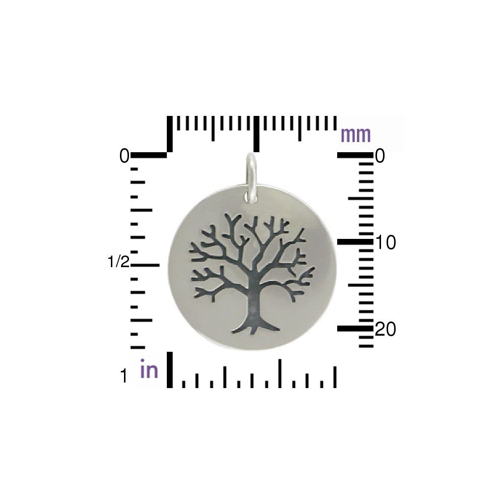 Tree of Life Etched on Round Charm - Poppies Beads n' More