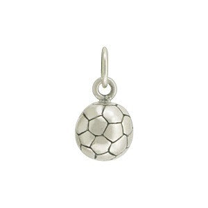 Sterling Silver 3D Soccer Charm - Sports Charms - Poppies Beads n' More