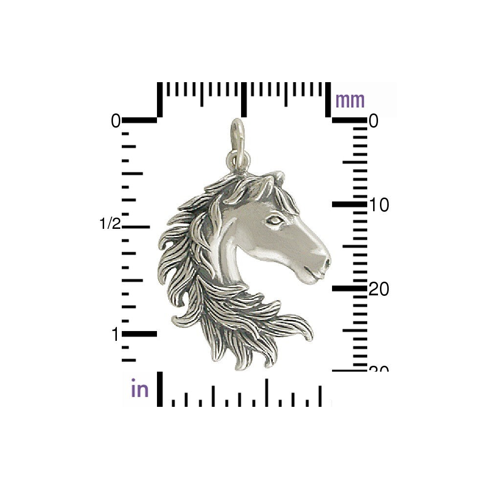 Sterling Silver Horse Head Charm - Poppies Beads n' More