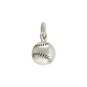 Sterling Silver 3D Baseball Charm - Poppies Beads n' More