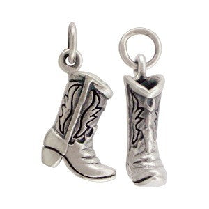 Cowboy Boot Sterling Silver Charm - Poppies Beads n' More