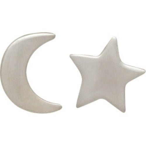 Moon and Star Post Earrings