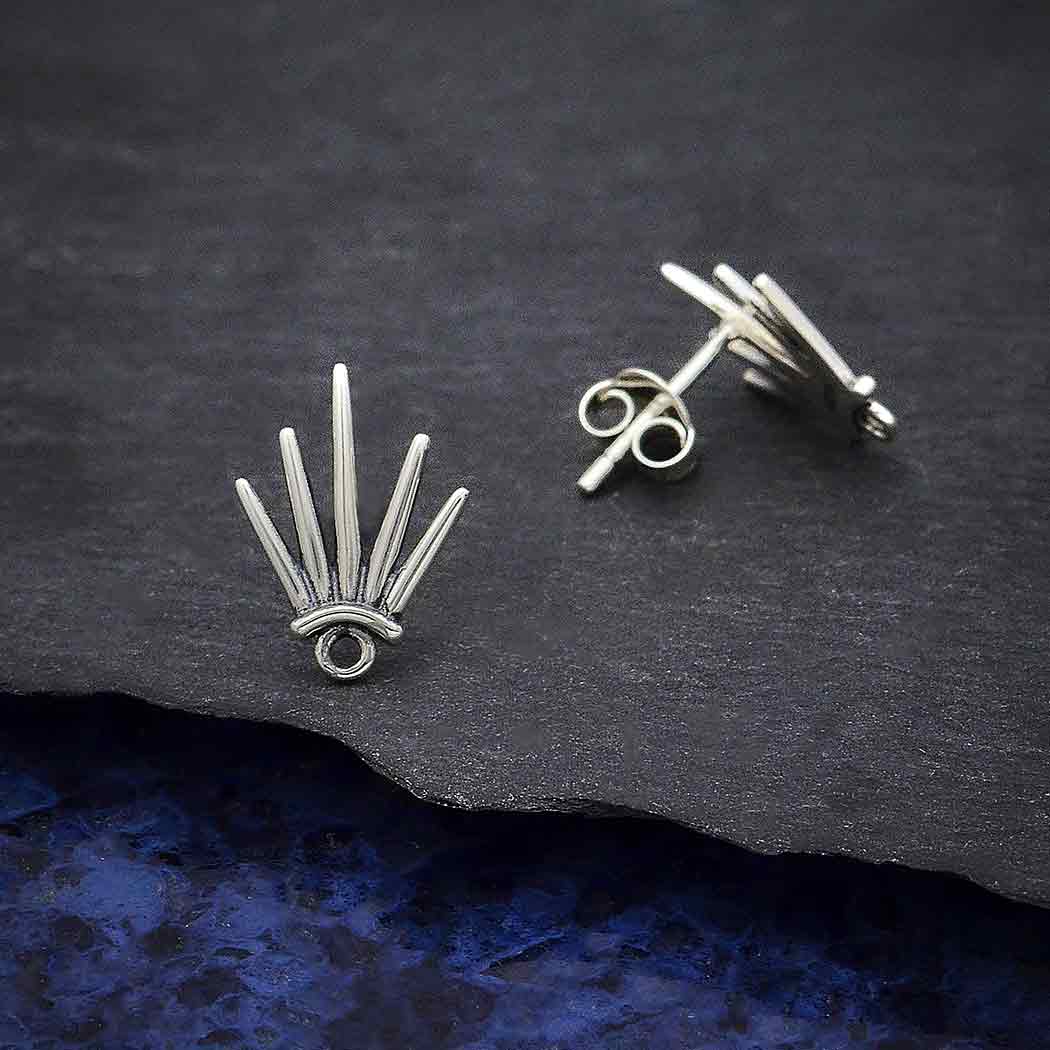 Sterling Silver Five Spike Post Earring with Loop - Poppies Beads n' More