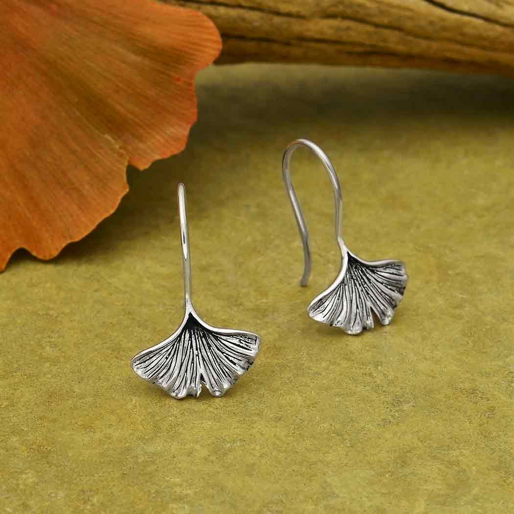 Sterling Silver Ginkgo Leaf Earrings - Poppies Beads n' More