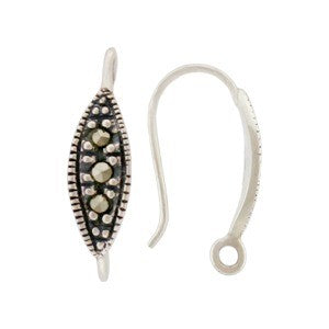 Sterling Silver Ear Hook with Marcasite and Loop - Poppies Beads n' More