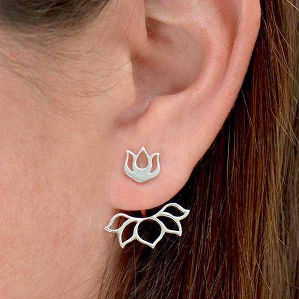 Sterling Silver Lotus Ear Jacket - Poppies Beads n' More