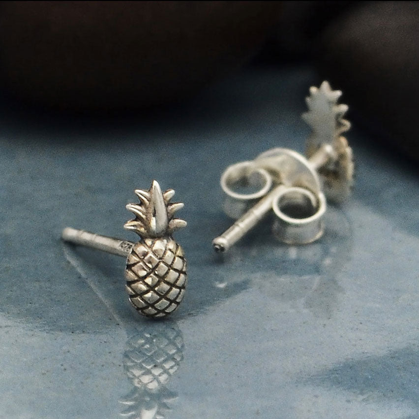 Sterling Silver Pineapple Post Earrings - Poppies Beads n' More