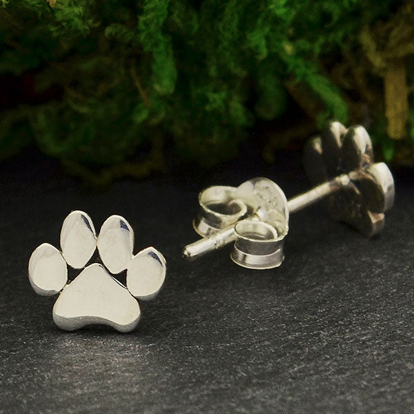 Sterling Silver Paw Print Post Earrings - Poppies Beads n' More