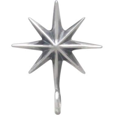 Silver Ridged Star Burst Earrings with Bottom Loop - Poppies Beads n' More