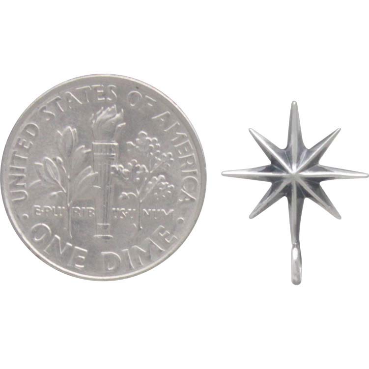 Silver Ridged Star Burst Earrings with Bottom Loop - Poppies Beads n' More