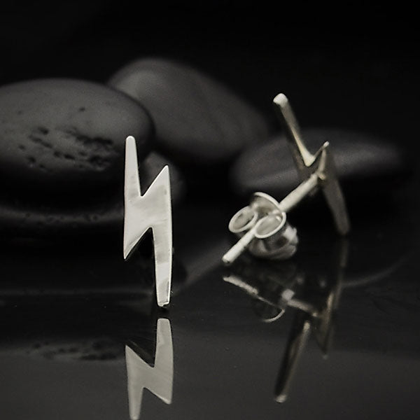 Sterling Silver Lightning Bolt Post Earrings - Poppies Beads n' More