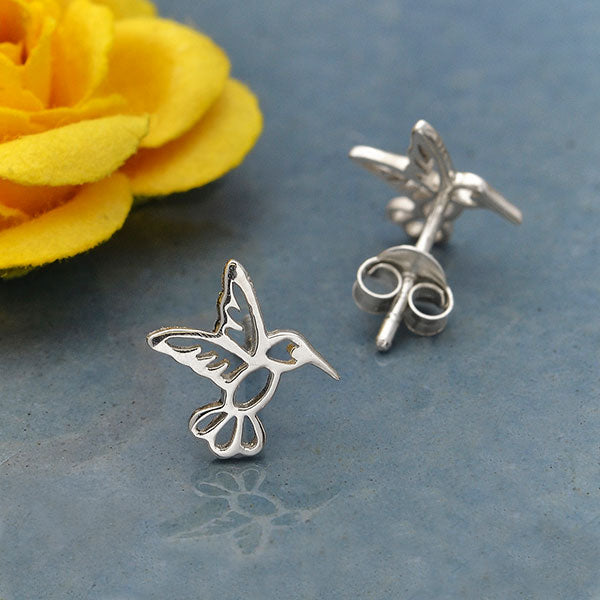 Sterling Silver Hummingbird Post Earrings - Poppies Beads n' More