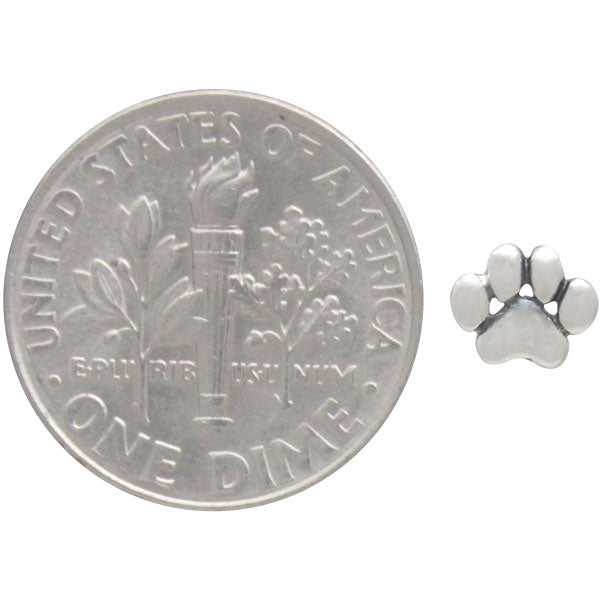 Sterling Silver Tiny Puffed Paw Post Earrings - Poppies Beads n' More