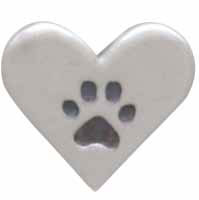 Sterling Silver Heart Post Earrings with Paw Print, - Poppies Beads n' More