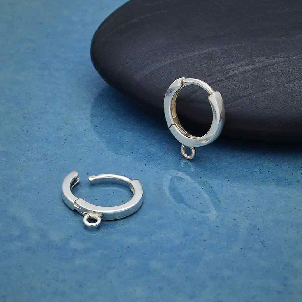 Sterling Silver Plain Huggie Hoops with Loop - Poppies Beads n' More