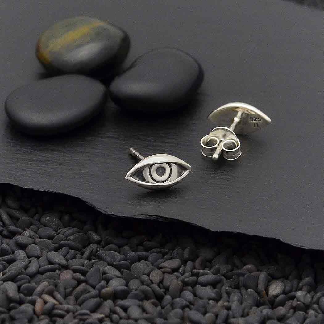 Sterling Silver Dimensional Eye Post Earrings - Poppies Beads n' More