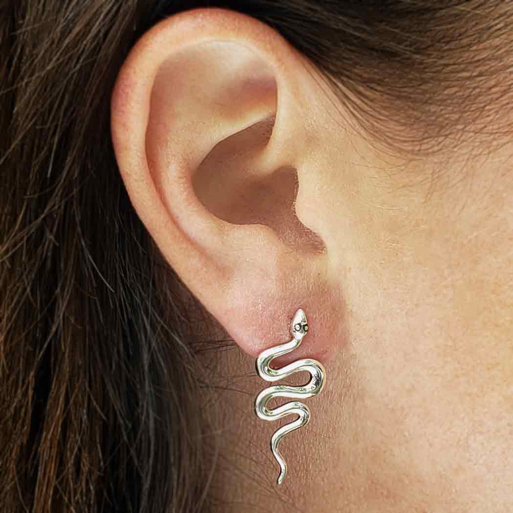 Sterling Silver Large Snake Post Earrings - Poppies Beads n' More