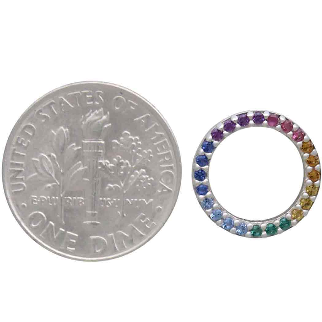 Sterling Silver Rainbow Circle Post Earrings - Poppies Beads n' More