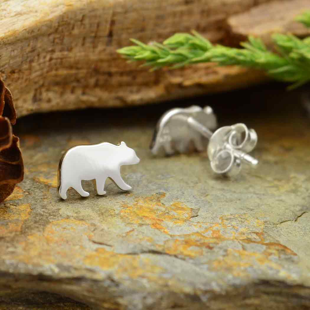 Sterling Silver Bear Post Earrings - Poppies Beads n' More