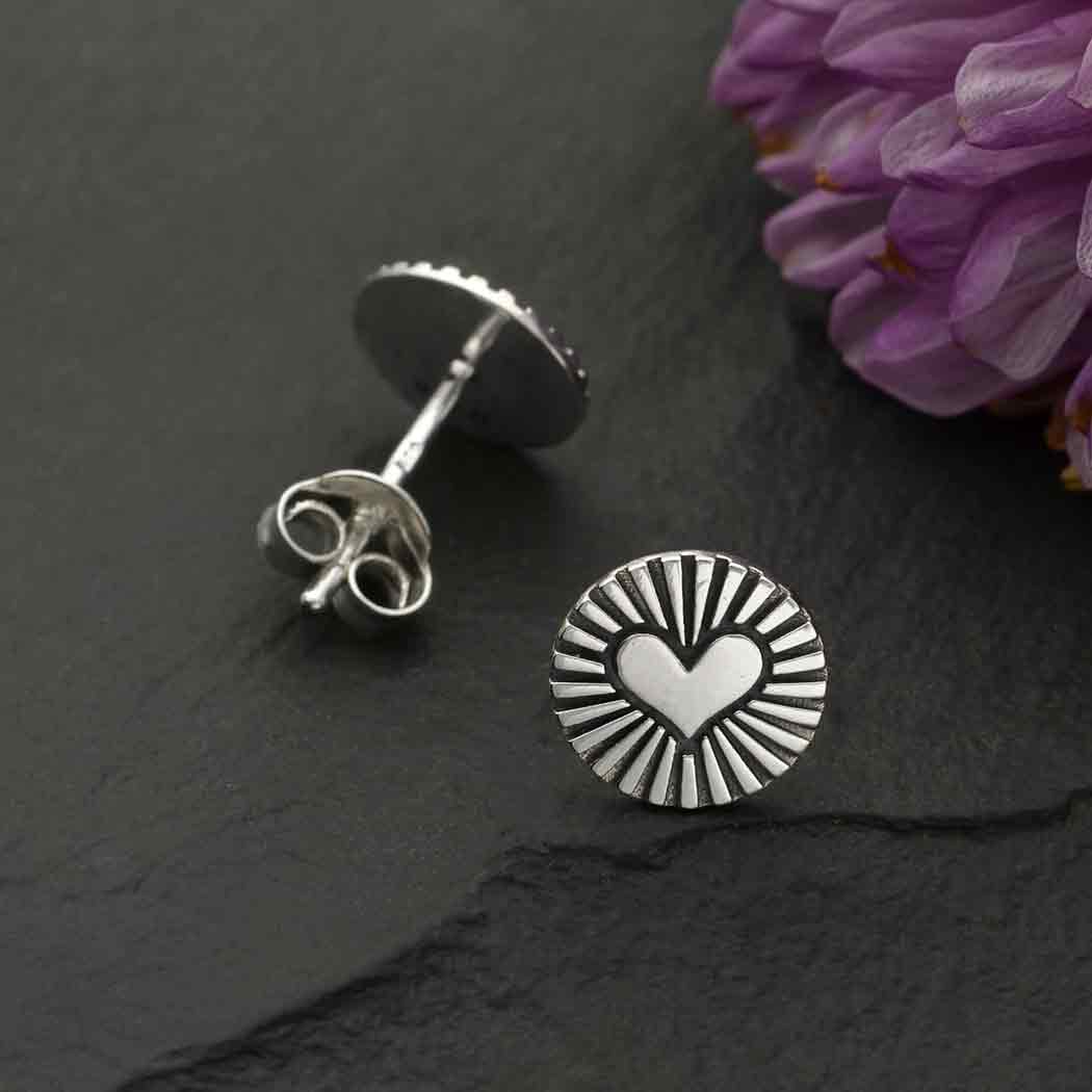 Sterling Silver Flat Radiant Heart Post Earrings