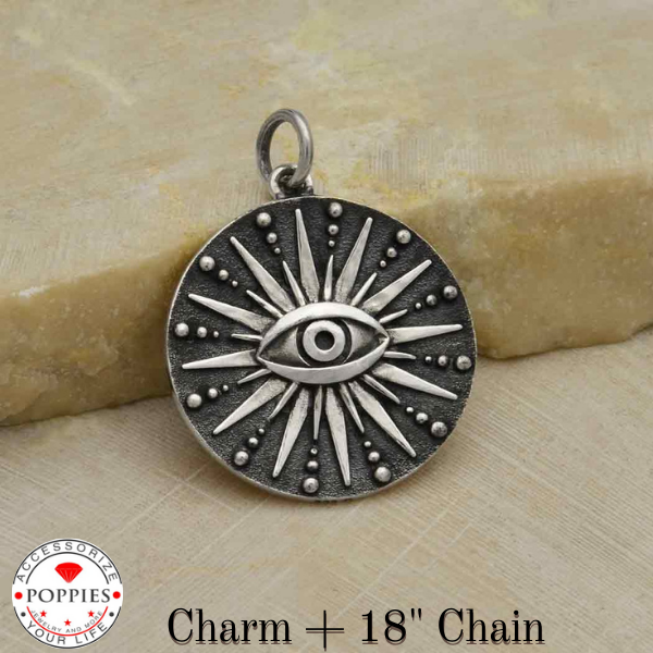 Sterling Silver All Seeing Eye Mandala Charm - Poppies Beads n' More