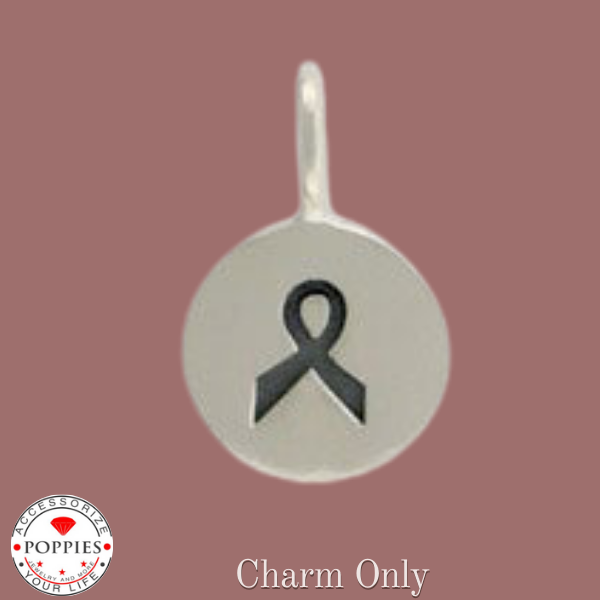 Sterling Silver Awareness Ribbon Charm - Poppies Beads n' More