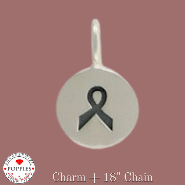 Sterling Silver Awareness Ribbon Charm - Poppies Beads n' More